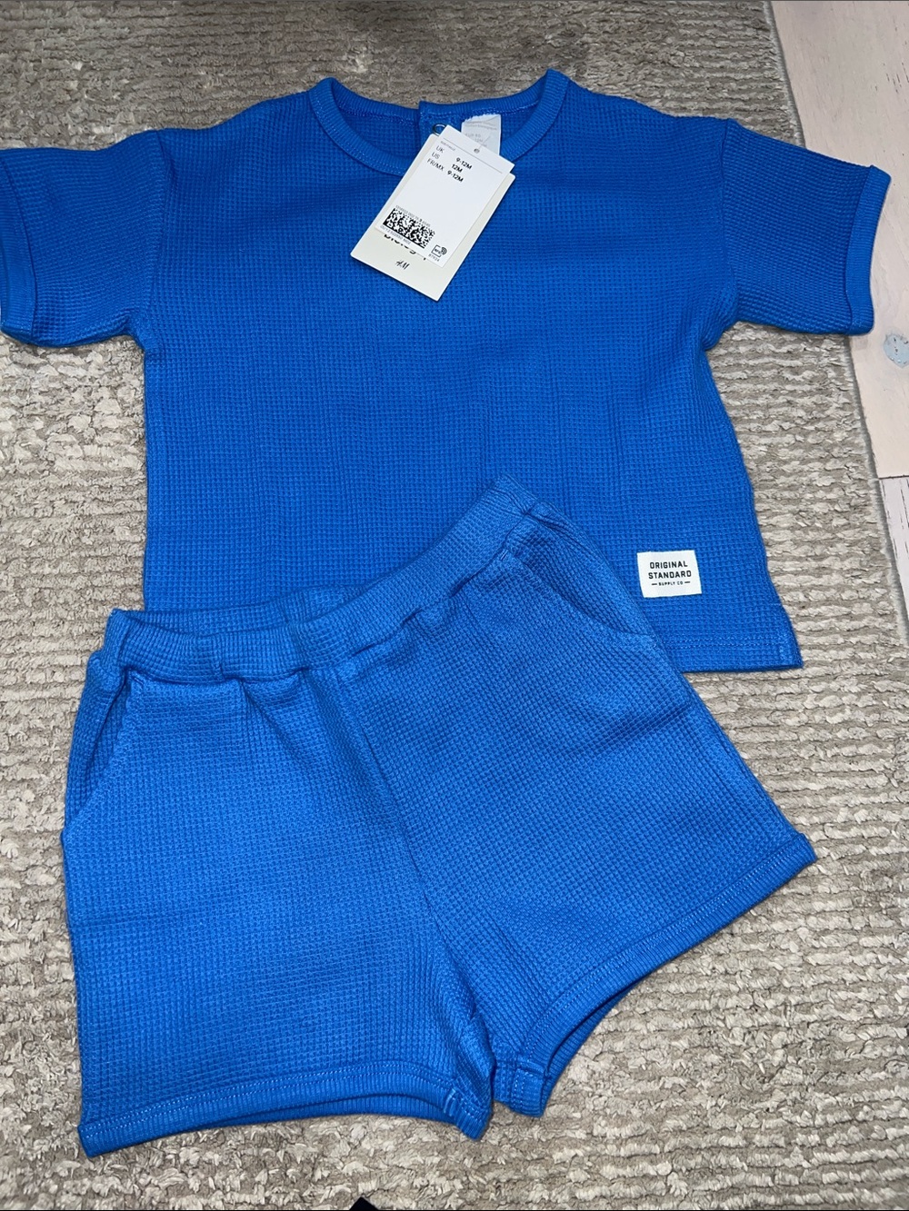 HH&M Bright Blue Waffle-Knit Kids Set
